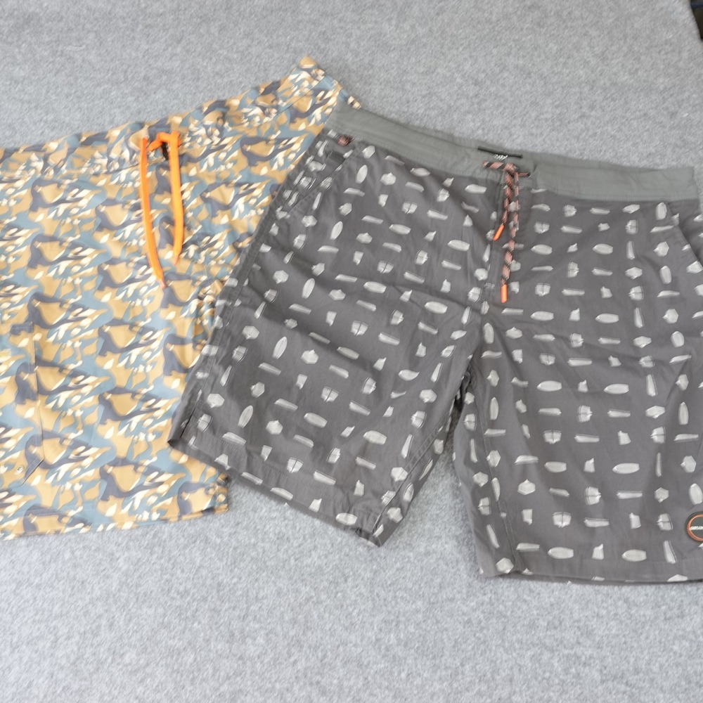 Grundens Mens Board Shorts Bundle Size 42 Grey Boat Print Tan Blue‎ Camo Fishing